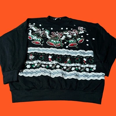 Land N Sea Vintage Christmas Black White Pullover Sweatshirt Outdoor Acrylic XL - Image 1 of 4