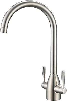 Hapilife Kitchen Tap Modern Design Monobloc Two Handle High Arc 360 Swivel Spout - Image 1 of 4