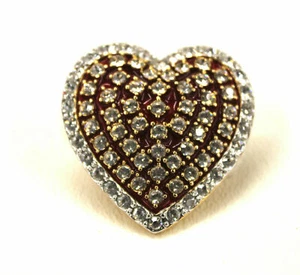 Vintage Red Enamel Heart Pendant by Nolan Miller, Estate Costume Jewelry - Picture 1 of 10