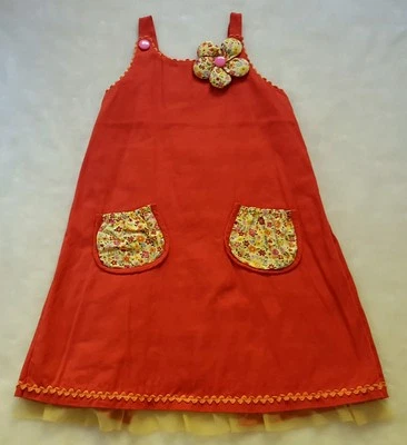 Vestido Delantal Floral LOLA ET MOI Rojo Amarillo Ditsy 8 7 Boutique Persiguiendo Luciérnagas Foto 1 de 4