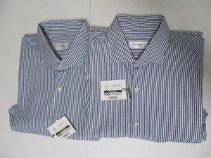 MRSP $255 Nueva Camisa de Negocios ORDEAN Clásica para Hombre Azul Algodón a Rayas XL/XXL - Imagen 1 de 10