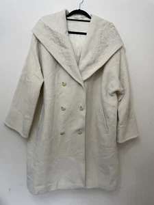 Max Mara Coat alpaca mohair wool beige embroidered hood oversized 12 - Picture 1 of 12