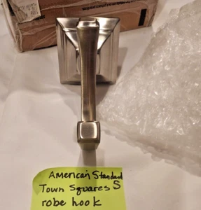 AMERICAN STANDARD TOWN SQUARE SERIES 7455210.295 BRUSHED NICKEL ROBE HOOK - Picture 1 of 6