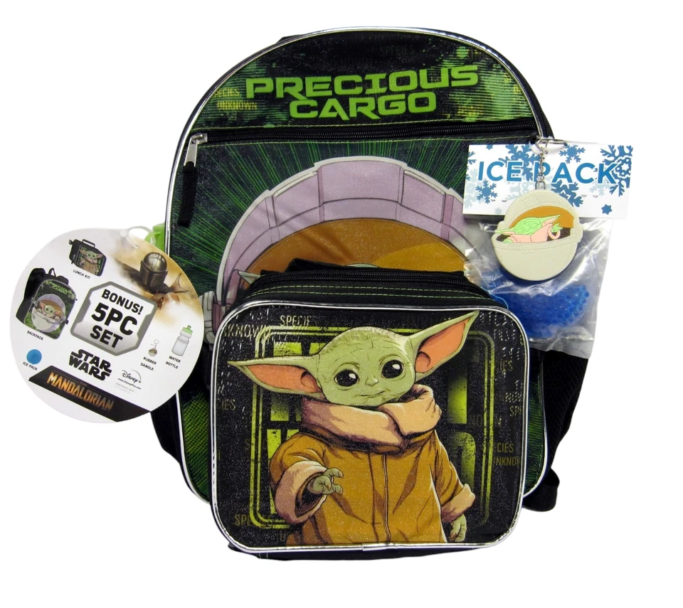 Star Wars Mandalorian Baby Yoda Grogu Precious Cargo 5 pcs Backpack 16" Disney