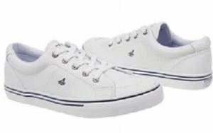 SPERRY TopSider Castaway WHITE LEATHER Sneakers Boat NIB Girls Boys Size 2 Youth - Picture 1 of 3