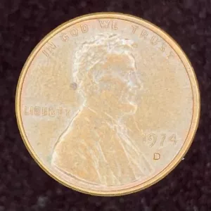P35 1974 D Lincoln Memorial Cent moneta errore stampo su ""R"" in Liberty US 1C - Foto 1 di 3