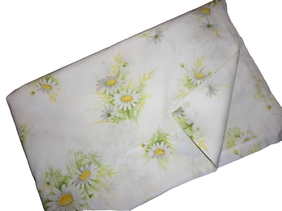 VINTAGE SPRINGMAID FRESH DAISIES GRAY GREEN TAN FLORAL (1) TWIN FLAT SHEET 70X94 - Image 1 of 4