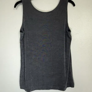 Chico’s Travelers Women’s Sz 2(12-14) Sleeveless Gray Slinky Knit Scoop Neck Top - Picture 1 of 7