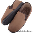 Mens / Gents Slip On Smooth Velour Style Slippers with Twin Gusset Fleece Lining