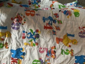 Vintage Sesame Street Blanket Comforter Fun Numbers 60x86 Some Stains See Pics - Picture 1 of 3