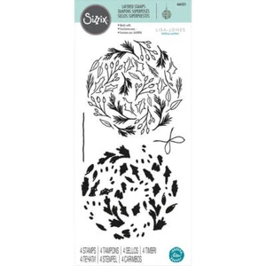 Juego de 4 piezas de estampillas transparentes en capas Sizzix - adorno de hoja de Lisa Jones 666325 - Imagen 1 de 3