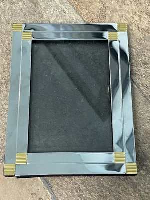 Marco de fotos vintage adorno de espejo tono plateado tono dorado respaldo de terciopelo pequeño Foto 1 de 4