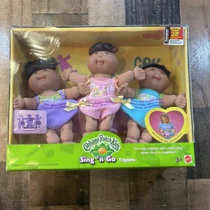 Mattel 2001 Cabbage Patch Kids Sing N Go Triplets 8.5" Baby Dolls & Carrier Rare - Picture 1 of 14