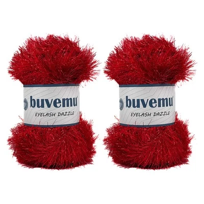 Hilo de piel divertido deslumbramiento de pestañas Buvemu brillo metálico 100 g rojo - 2 madejas Foto 1 de 4