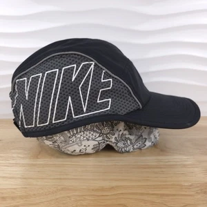 Nike AW84 Aerobill Dri Fit Running Hat 5 Panel Cap Black Gray 848376 Cycling - Picture 1 of 9