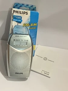 VINTAGE PHILIPS 2-BAND RADIO AM(MW)-FM.RARE BOXED - Picture 1 of 7