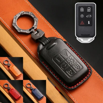 Genuine Leather Car Smart Key Fob Case Cover Bag For Volvo XC60 S60 S80 V70 XC70 Foto 1 de 4