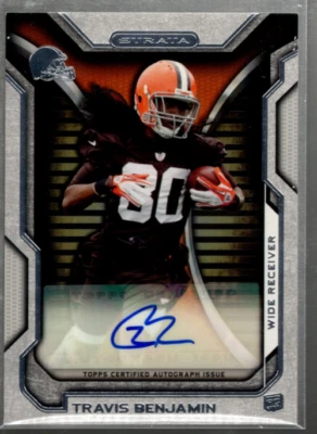 A2429- 2012 Topps Strata Rookie Autographs #RATB Travis Benjamin Auto - NM-MT - Image 1 of 2