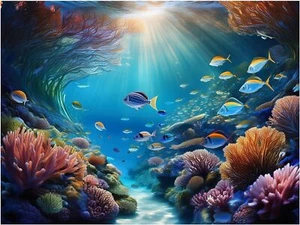 Tile Mural Coral Fish Sea Kitchen Bathroom Shower Wall Backsplash Marble Ceramic - Picture 1 of 16