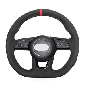 Hand-stitched Black Suede Car Steering Wheel Cover for Audi A4 S4 A5 RS5 RS4 S7 - Picture 1 of 14