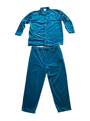 Fato de treino feminino Euro Joy verde-petróleo 2 peças veludo lazer casual Y2K vintage - Imagem 1 de 4