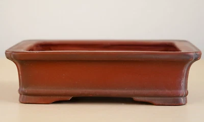 Japanese Bonsai Pot Tokoname BIGEI 5.9"(15cm) Brown Unglazed Rectangle G072 - Image 1 of 4
