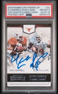 2016 Panini Ricky Williams Earl Campbell HOF Signed Football Card PSA 8 DNA 10 - Picture 1 of 3
