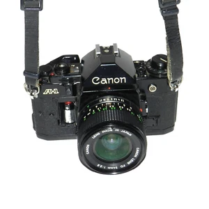 Canon A-1 Film Camera Black With 24mm Lens Works! - Picture 1 of 10
