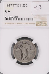 1917 Type 1 Standing Liberty Silver Quarter NGC G-6 #7-008 - Picture 1 of 2