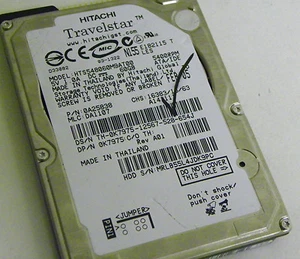 60GB Hitachi HTS548060M9AT00 Laptop IDE Hard Drive 0K7975 P/N 0A25838 MLC DA1107 - Picture 1 of 1