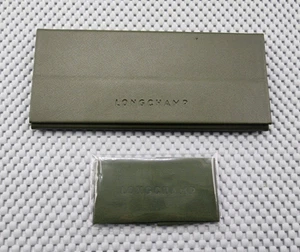 Longchamp Semi-Hard Shell Folding Eyeglasses Case Olive Green w/ Cloth PRE-OWNED - Picture 1 of 12