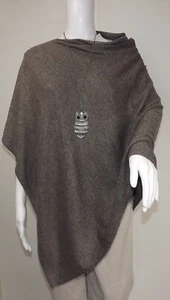 CASHMERE Poncho TAUPE Handmade CAPE Wrap One Size,FREE UK Shipping, - Picture 1 of 8