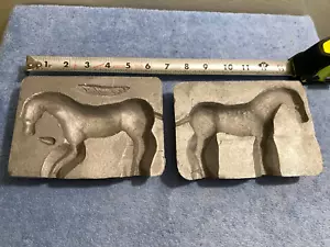 VINTAGE CAST HORSE MOLD HEAVY 2 PIECE FOUNDRY TOOL WEIGHS OVER 5 LBS. READ - Picture 1 of 11