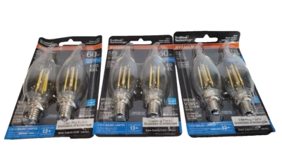 SET OF 3 SYLVANIA B10 LED Candelabra Base Light Bulb 60W Daylight Clear 6 BULBS - Image 1 of 4