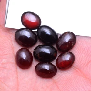 8 Pcs Natural Hessonite Garnet 12mm-14mm Oval Cabochon Untreated Gemstones Lot - Picture 1 of 8