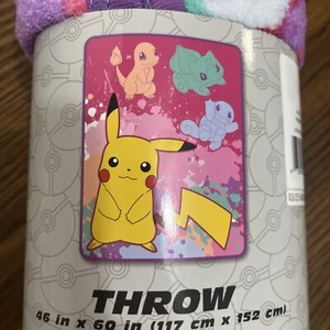 Pokémon Throw Blanket 46" X 60" Pikachu Bulbasaur Brand New! - Picture 1 of 8