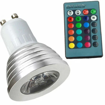Faretto LED GU10 RGBW 3W lampada cromoterapia telecomando luce multicolore RGB - Immagine 1 di 4