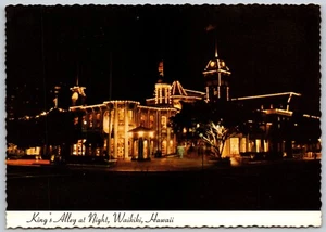 Postcard Hawaii Waikiki HI King's Alley at Night - Bild 1 von 2