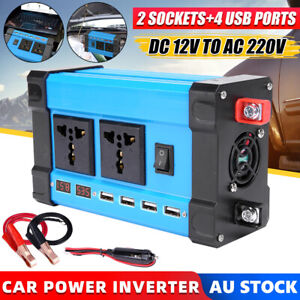 LCD Power Inverter 6000W DC 12V to AC 240V With Car Plug Cable Caravans Camping
