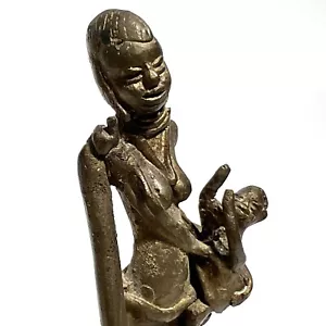 African Art Woman to Child Bronze Figure Art Brut Popular Origin Mali - Picture 1 of 8