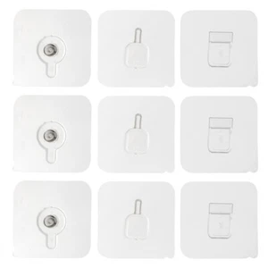 9 Pcs Seamless Hooks Strong Sticky Photo Frame Hanging No Drill Picture Hangers - Picture 1 of 11