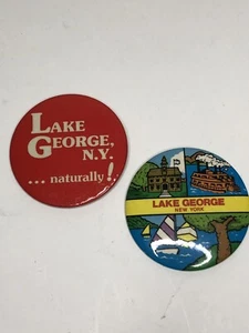 Vintage 1980’s Lake George New York Pin Back Button Lot of 2 - 3” - Bild 1 von 2