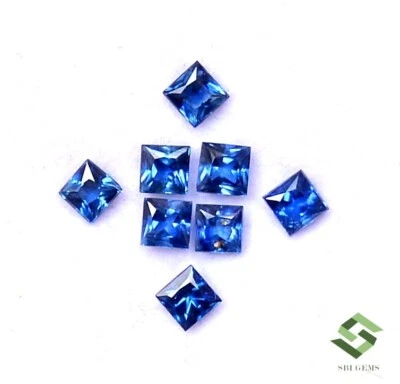 Lote 08 piezas gemas sueltas 1,34 CTS de zafiro azul natural corte princesa cuadrado 2,75 mm Foto 1 de 4