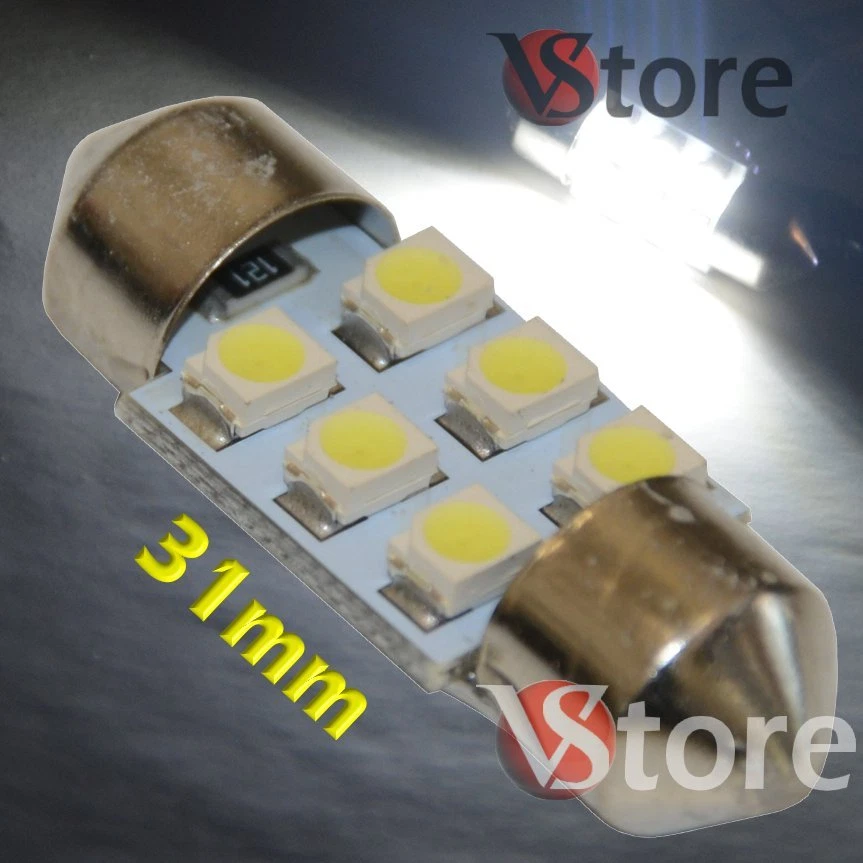 2 LED Festoon 31mm 6 SMD BIANCO Lampade Luci Xenon Lampadine Interno Targa - Immagine 1 di 1