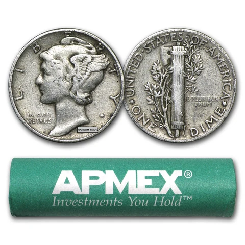 90% Silver Mercury Dime 50-Coin Roll Avg Circ - SKU #5126 Cover