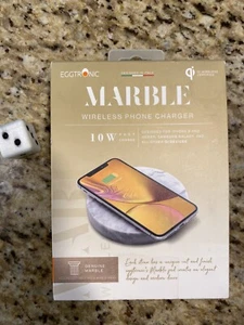 Qi Wireless Charging White Marble Stone Pad 10-Watt Fast Charging Android iPhone - Picture 1 of 4