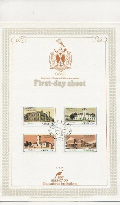 Ciskei First Day Sheet  - Educational Insritutions - 1983 (CW96) - Image 1 of 1