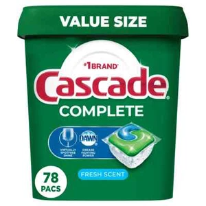 Cascade Complete Dishwasher-Pods ActionPacs Detergent Tabs Fresh Scent 78 Count - Picture 1 of 8