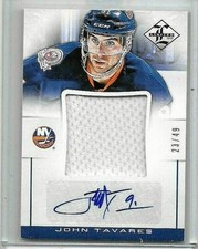 JOHN TAVARES 2012-13 PANINI LIMITED JUMBO JERSEY & CERTIFIED AUTOGRAPH#/49 