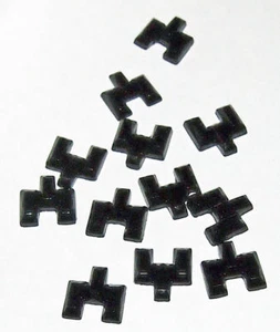 12 Vintage schwarz Glas Chevron Form Wolkenkratzer Stil einzigartig Art Deco Jet "Onyx" 9 mm - Bild 1 von 7